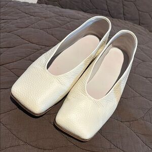 White Flats with Square Toe and Slip-On Design